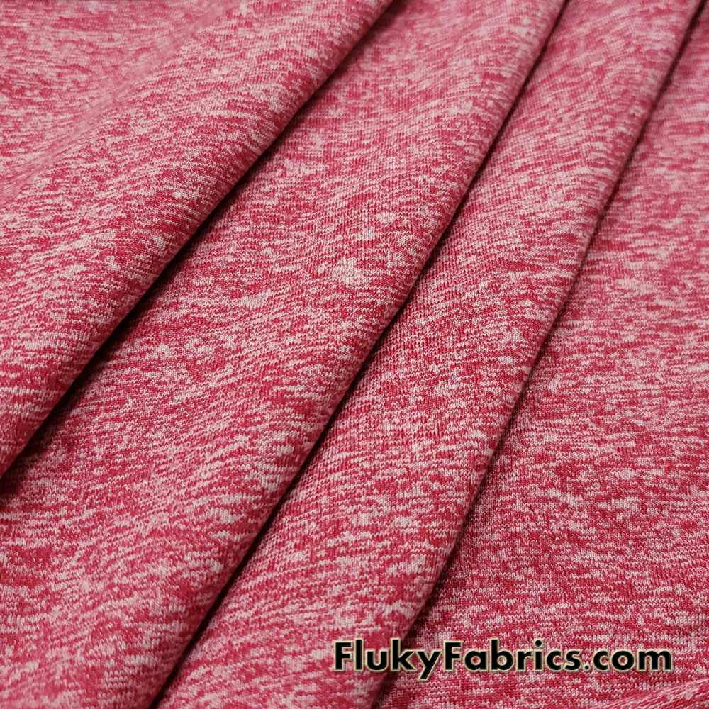 Heathered Pale Red Athletic Activewear High Performance Poly Spandex Fabric  By The Yard by The Yard 